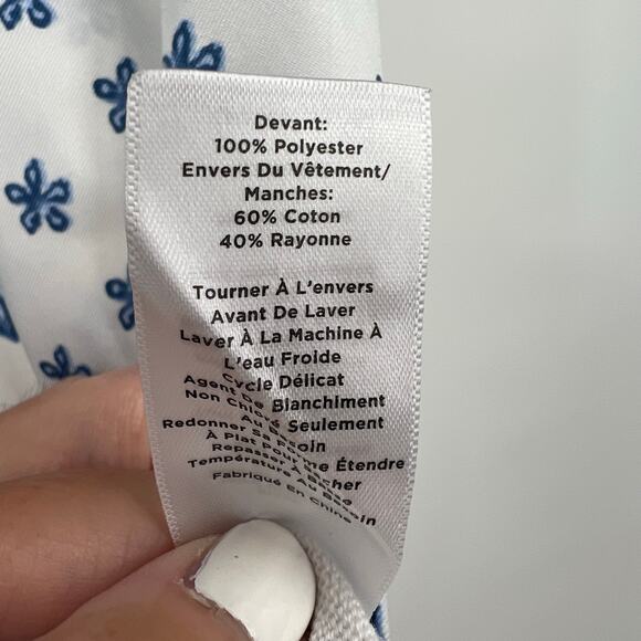 Talbots blue white plus size high low damask pullover floral blouse top size 2X - Picture 3 of 6